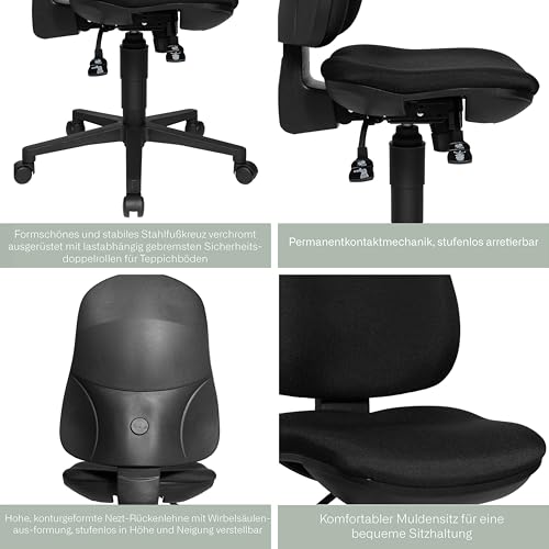 Topstar - Silla de Escritorio de Oficina, de Plumas, Color Negro y Dorado