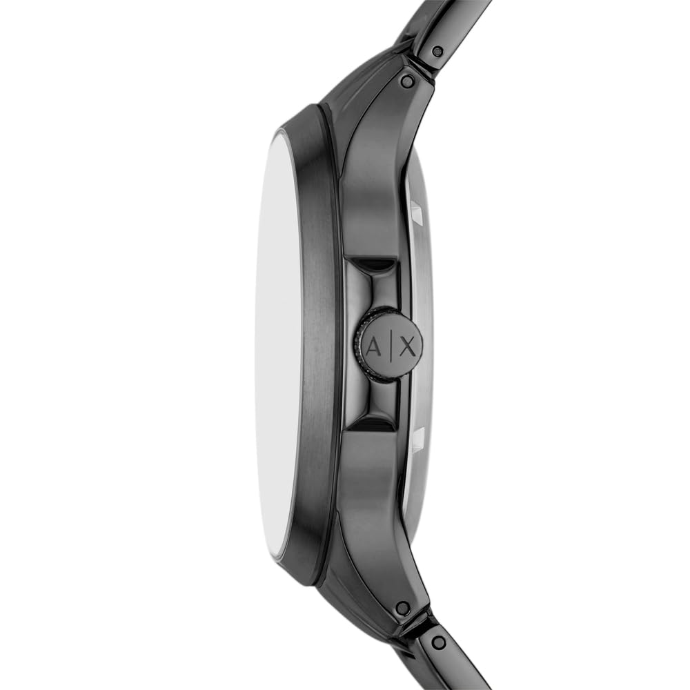 Armani Exchange Orologio da uomo, Movimento automatico a tre lancette e cassa da 46 mm con cinturino in Acciaio inossidabile, Carbón
