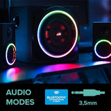 Speedlink GRAVITY CARBON RGB 2.1 Sistema subwoofer - Sistema de altavoces con conexión Bluetooth para teléfono inteligente/tableta, 120 W de potencia máxima, negro