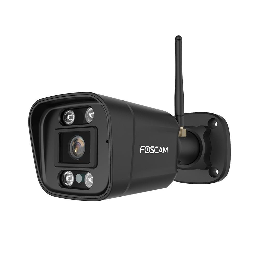 Foscam Cámara IP WiFi de 8 MP QHD para Exteriores con focos y Sirena V8P Negra