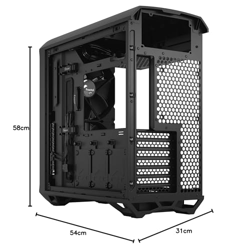 Fractal Design Torrent Compact Black - Solid Side Panel - Open Grille for Maximum Air Intake - Two 180mm PWM Fans Included - Type C - ATX Airflow Mid Tower PC Gaming Case