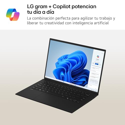LG gram 14Z90T-G.AD88B Portátil 14 Pulgadas, FHD IPS, Intel Core Ultra7, 32GB RAM, 1TB SSD, Antirreflejo, 1.120 g, Batería hasta 30h, Windows 11, Negro