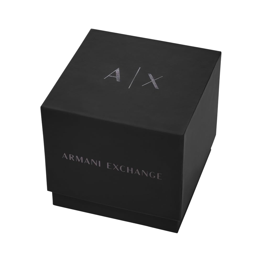 Armani Exchange Orologio da uomo, Movimento automatico a tre lancette e cassa da 46 mm con cinturino in Acciaio inossidabile, Carbón