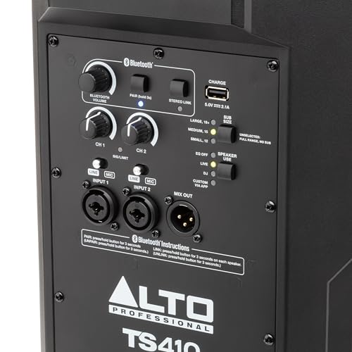 ALTO TS410 Altavoz Autoamplificado 2000W 10 Pulgadas con Mesa de Mezclas de 3 Canales, Streaming Bluetooth, Emparejamiento Inalámbrico de Altavoces, DSP y App