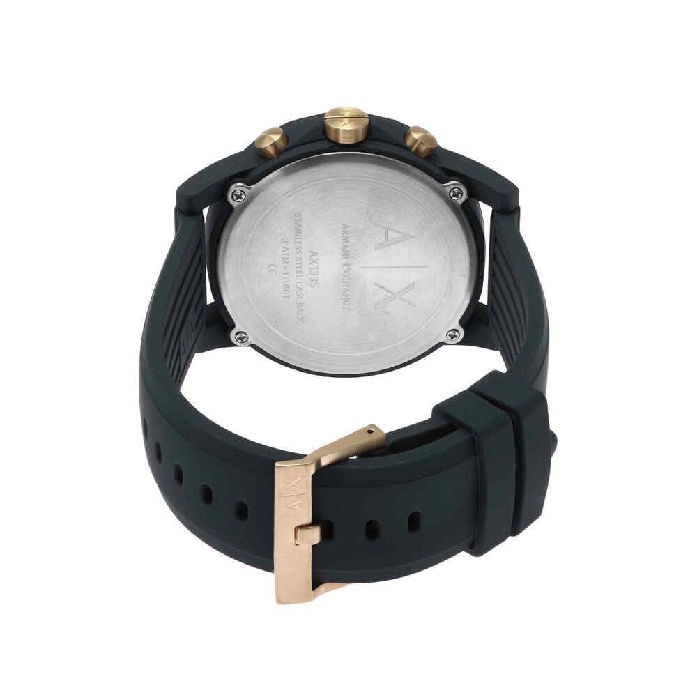 Armani Exchange Reloj Hombre, Movimiento cronógrafo, 47mm Caja de silicona azul con correa de silicona, AX1335