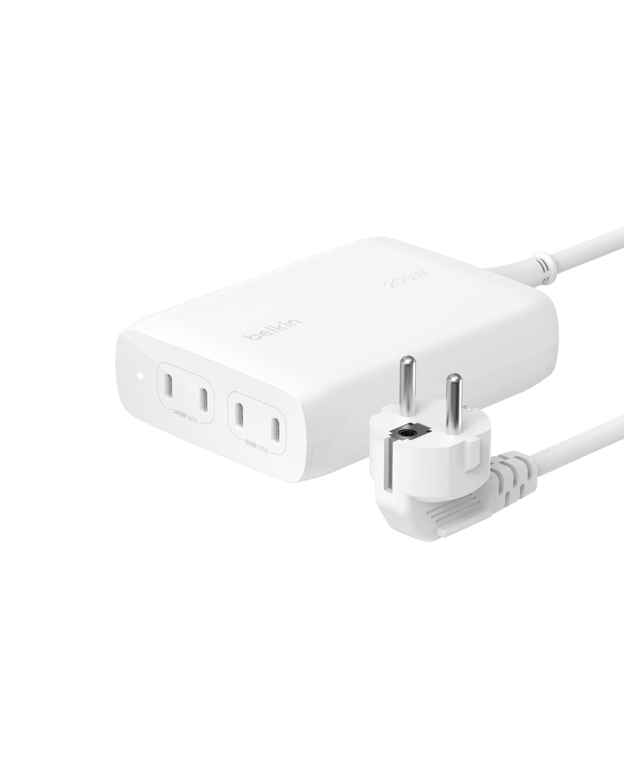 Belkin Cargador de Pared USB-C GAN con 4 Puertos BoostCharge Pro, multipuerto con USB-C PD 3.1, Carga rápida, Cable de 1,5 m, MacBook Pro, Serie iPhone 15, iPad Pro, Galaxy S24, Google Pixel y Otros
