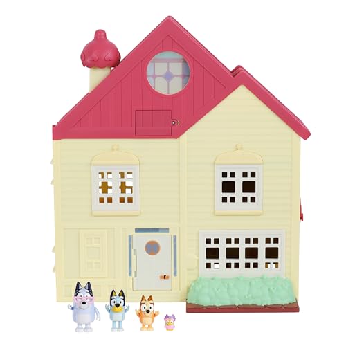 Bluey Ultimate Lights & Sounds Playhouse & Toy Box, a partir de 3 años, Figuras de 2.5-3 Pulgadas, Incluye 29 accesorios, 1 hoja de calcomanías (Moose Toys 17388)