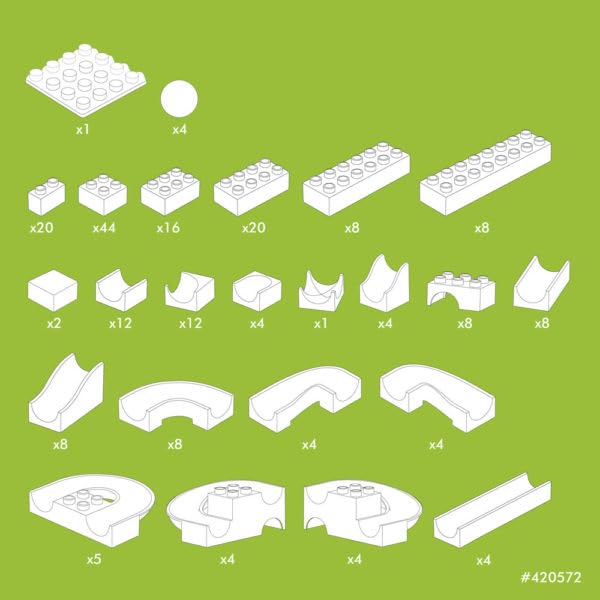 Hubelino-Baukasten Maxi (213-teilig) Circuito de Bolas, Color Compatible, (420572)