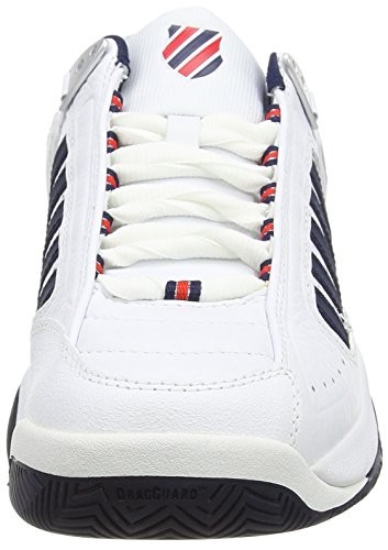 K-Swiss Defier Rs - Zapatillas de tenis Hombre, color blanco - white (white/dressblue/fieryred 164), talla 46 EU