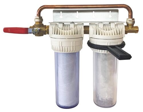 Aquawater, 104966, estación de filtro doble con cartuchos de filtración y anti -ilimestona/anti -corrrosión, duración de los cartuchos: 12 meses, fabricación francesa