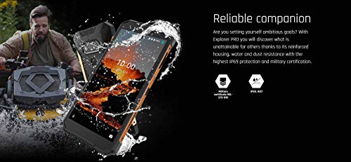 Hammer H EXPLORER PRO 5,7" IPS Teléfono Celular al Aire Libre, teléfono Inteligente estándar Militar, Mega batería 5000mAh con Carga rápida, 48MP, eSIM, NFC, LTE 4G, IP69, Dual SIM, Android 10 - Plata
