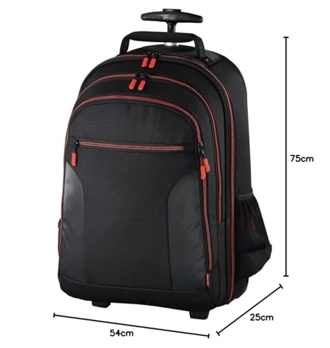 Hama | Mochila para cámara de Fotos réflex (Mochila para Equipo fotográfico con Ruedas, Funda para cámara de Fotos, tamaño 30x23x50cm, Soporte para trípode Incluido) Negro