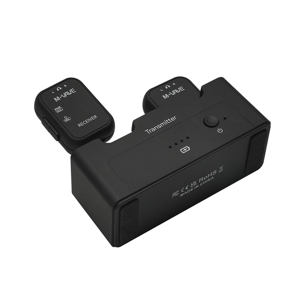 M-Vave WP-12 - Sistema de monitorización intraauditiva inalámbrica - Transmisión de Audio de 2,4 GHz, 24 bits/48 kHz, Alcance de 30 m, batería de Larga duración, múltiples Modos