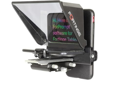 Fortinge MIA-X - Teleprompter móvil para Smartphones de hasta 5,8 Pulgadas, Compatible con portátiles y PC, Incluye Mando a Distancia Bluetooth y Software ForPrompt