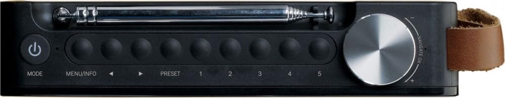 Lenco PDR-040 – Radio portátil Dab+ – Radio FM – con Bluetooth – Batería integrada con 2000 mAh – 3 W RMS – Reloj y Despertador – De bambú auténtico – Negro