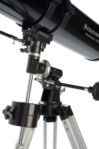 Celestron 21045 PowerSeeker 114EQ Telescopio Reflector Que Incluye Dos oculares, Lente Barlow, trípode Ajustable en Altura y Bandeja de Accesorios de Lujo, Negro