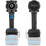 Högert Technik Atornillador de impacto inalámbrico de 18 V, 600 Nm, par de arranque de 900 Nm, motor sin escobillas, mango cuadrado de ½, iluminación LED, engranaje metálico + batería PROMO de 2,0 Ah