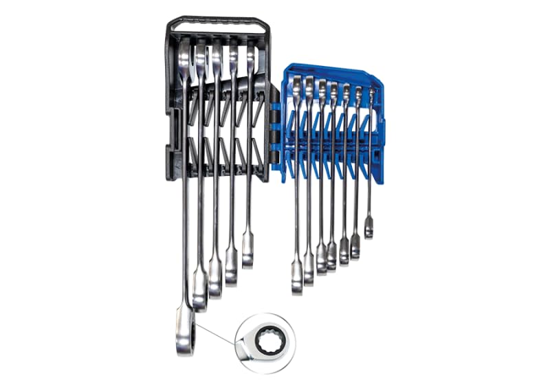 Juego Llaves combinadas con carraca sobre rack - 12 piezas