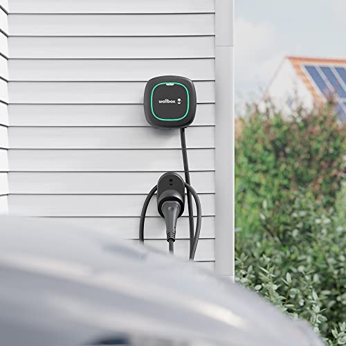 Wallbox Kit Pulsar MAX (Cargador de vehículo eléctrico, medidor de Potencia y Cable Dock) 22 kW, Cable 5 m, T2 Negro. Compatible con Alexa y Google Home.