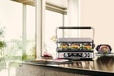 Braun MultiGrill 9 Pro CG 9160, Plancha Eléctrica con 2 Termostatos Independientes, 3 Posiciones de Cocinado, Placas Lavables en Lavavajillas, Sonda Térmica Integrada, 2200 W, Negro/Acero Inoxidable