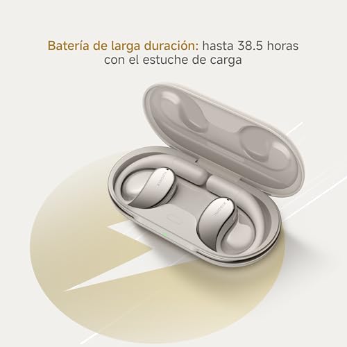 XIAOMI OpenWear Stereo - Auriculares inalámbricos, cancelación de Ruido, Driver dinámico, Doble micrófono, 7.5 Horas de autonomía y 38,5 Horas con el Estuche de Carga, Beige (Versión ES)