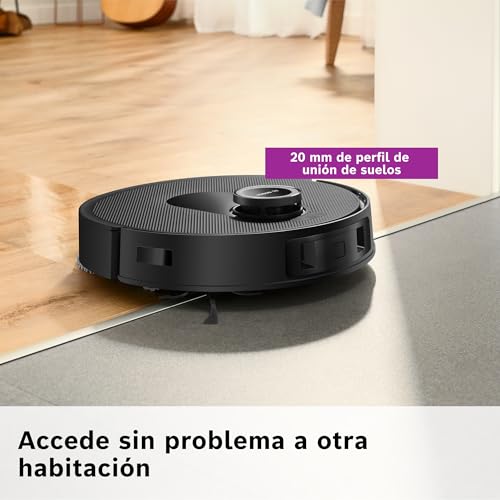 Bosch - Robot Aspirador Spotless MAX, BCRDW3B, aspira y friega, Potencia 11.000 Pa, Almohadillas giratorias, estación Seca-húmeda, Visión Inteligente luz estructurada, Bosch Home Connect App, Negro