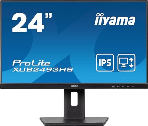 iiyama XUB2493HS-B6 24" Panel IPS, 1920x1080100Hz, 15cm Regulable en Altura, Pivotante, 4ms, 250cd/m², Altavoces, HDMI, DisplayPort (23,8" Vis)