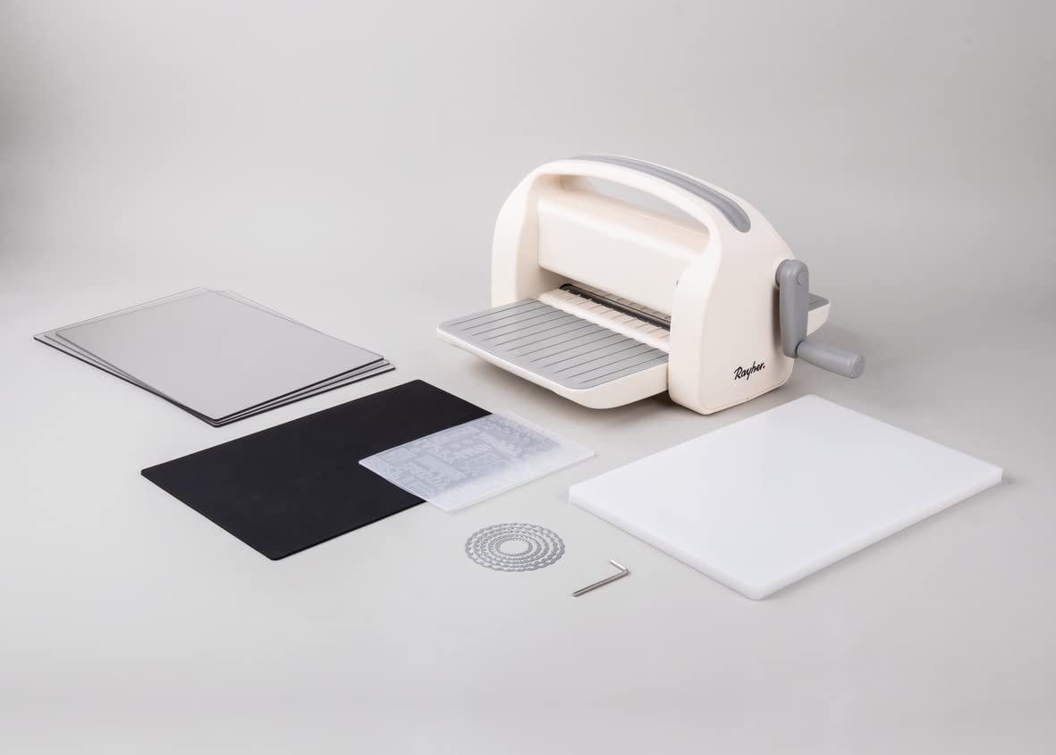 Rayher Máquina troqueladora y relieves A4, apertura 22,5 cm, 12 piezas, manualidades, 50275000