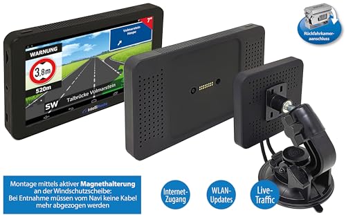 CARGUARD IntelliRoute CA8040 Pro - Sistema de navegación para Autocaravana con Soporte magnético Activo, actualizaciones de WiFi, cámara de Marcha atrás, Camping, parcelas, Aviso de Autos en Directo