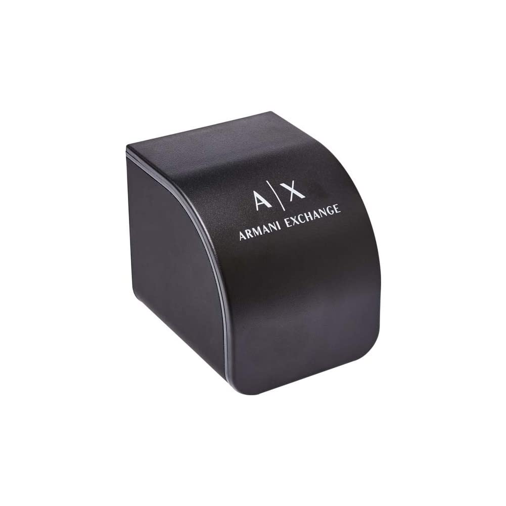 Armani Exchange Reloj hombre, movimiento cronógrafo cuarzo y caja 44mm con correa piel, Azul y tono oro rosa