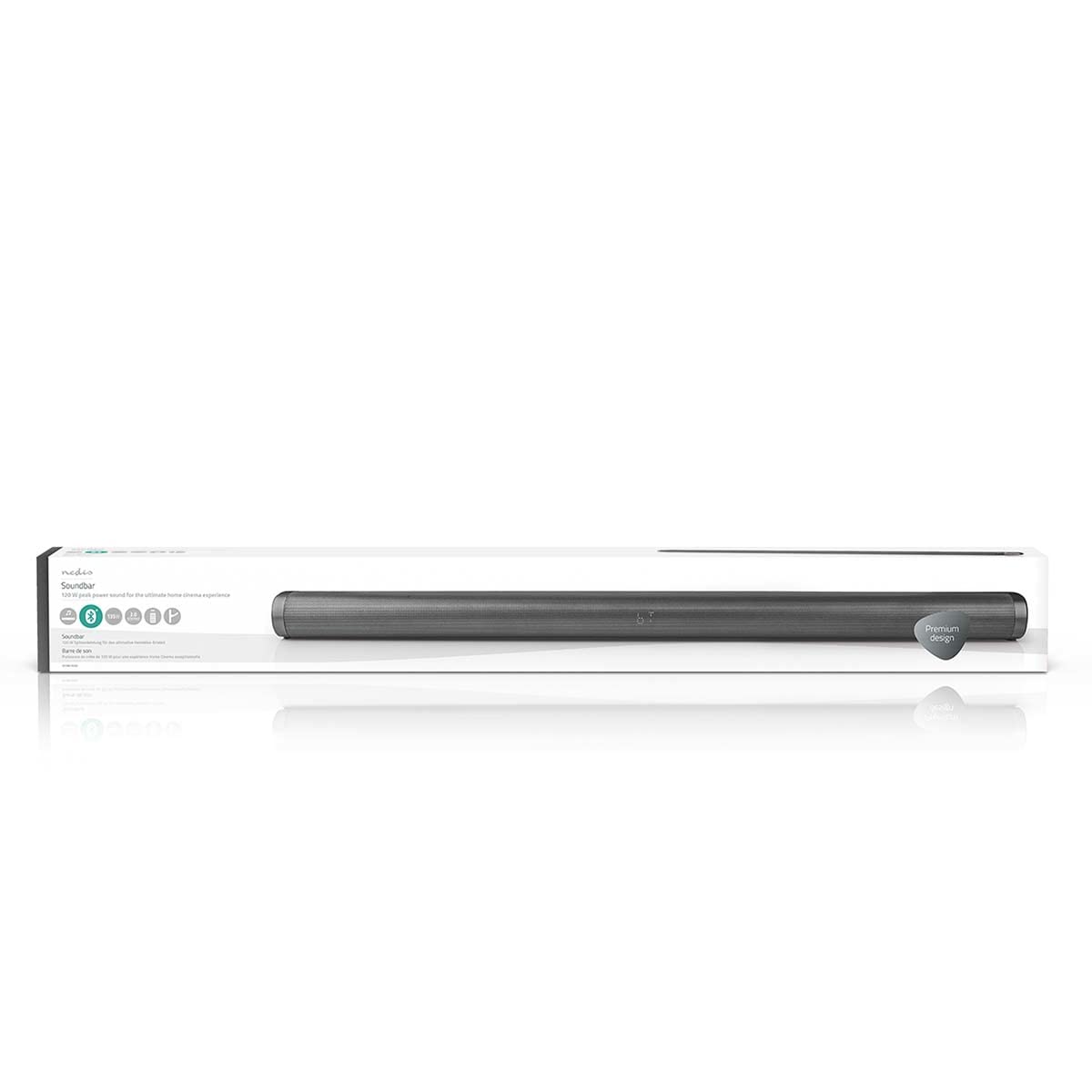 NEDIS - Barra de Sonido - 135 W - 2.0 - Bluetooth - Mando a Distancia - Soporte de Pared - Experiencia de Cine en casa - 1 x 3,5 mm, 1 x USB, 1 x Audio coaxial, 1 x Entrada óptica - 1 x Salida HDMI -