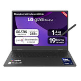 LG gram 16T90TP-K.AD88B Ordenador Portátil Convertible 16 Pulgadas Intel Core Ultra7 255H, 32 GB RAM, 1TB SSD, Panel OLED multitáctil, WQXGA+, 1.399 g, 19 Horas, Windows 11 Home, Teclado QWERTY