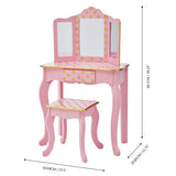 Teamson Kids Mesa de Tocador Rosa de Madera con Espejo y Taburete TD-11670L