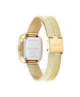 Calvin Klein Adore 25100099 - Reloj de Mujer Rectangular de Cuarzo con Brazalete Milán INOX Dorado, Esfera Minimalista, 30 mm