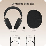 Jabra Evolve3 85 Auriculares Over-Ear Bluetooth Inalámbricos con Micrófono para Trabajo, USB-C, IA Llamadas, Cancelación Ruido Activa Adaptativa, 25h Batería, MS Teams Certificado, Negro
