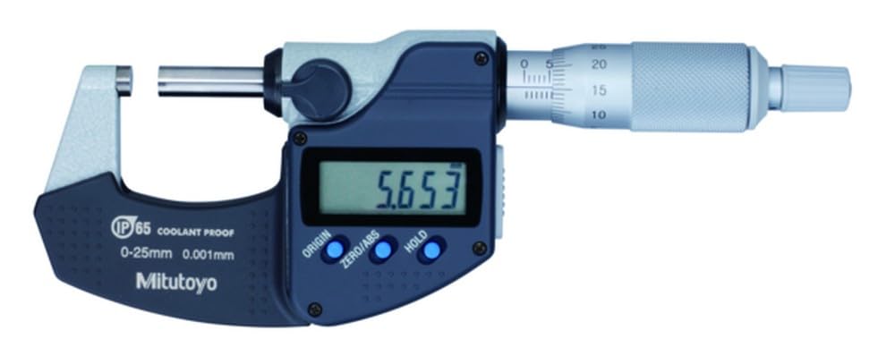 Mitutoyo Digital micrómetro Serie 293 sin salida de datos IP65, rango de medición 0 – 25 mm, 1 pieza, 101168196