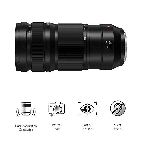 Panasonic LUMIX S PRO S-R70200E - Teleobjetivo (70-200 mm, F4.0 O.I.S. MILC 23/17, zoom 0.92 m, vídeo 4K, estabilizador óptico de 5 ejes, resistente a salpicaduras y frío) negro