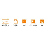 My Wall HL64L - Soporte de Pared para Monitor (17-32), Color Negro, Altura Ajustable, inclinable, Giratorio