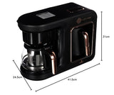 KARACA Hatır Plus - Cafetera turca y de filtro 2 en 1, capacidad de 0,75 l, 5 tazas de café turco, filtro de acero inoxidable, incluye cuchara medidora