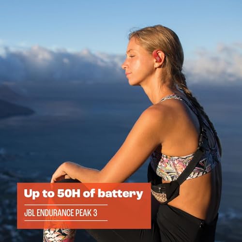 JBL Endurance Peak 3, auriculares activos inalámbricos con resistencia al agua IP68 y hasta 50 horas de duración de la batería, en blanco