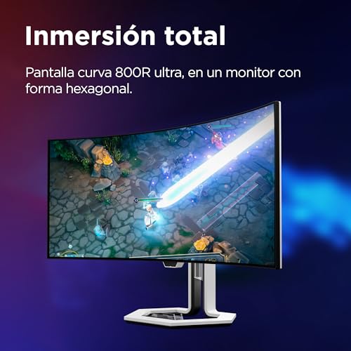Lenovo Legion Pro 34WD-10 – Monitor Curvo Gaming WQHD 34" OLED (240 Hz, 0.03 ms MPRT, 21:9, HDMI 2.1 + DP 1.4, AMD FreeSync Premium Pro, VESA 100 x 100 mm) Soporte Inclinación/Altura/Giro – Blanco