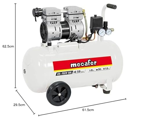 Mecafer 425523 - Compresor silencioso (24 L, 1,3 HP, 8 bar
