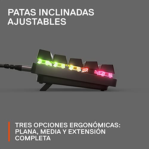 SteelSeries Apex Pro Mini teclado gaming HyperMagnetic – El teclado más rápido del mundo – Accionamiento ajustable – Factor forma compacto 60 % – RGB – Teclas PBT – USB-C – Teclado alemana (QWERTZ)