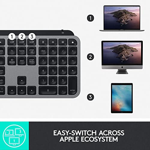 Logitech MX Keys for Mac - Teclado inalámbrico avanzado, QWERTY Inglés Reino Unido - Gris