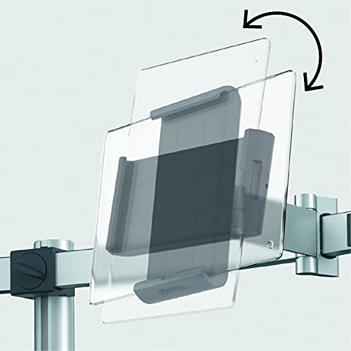 Durable Soporte de mesa Pro para 1 monitor de 21-27" y 1 tableta de 7-13", con paso de mesa, giratorio en 360°, inclinable, ajustable en altura, 508823, plata