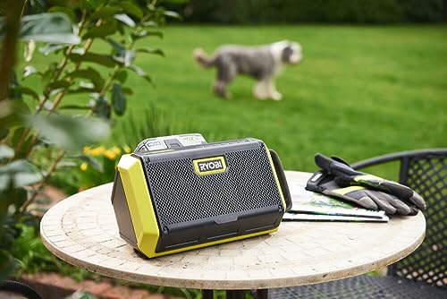 Ryobi - Altavoz Portátil Bluetooth 10W 18V One+ - hasta 17 Horas de Reproducción con Batería de 5 Ah - Peso 1,6kg - Alcance del Bluetooth 25m - Puerto de Carga USB - Sin Batería ni Cargador - RBT18-0