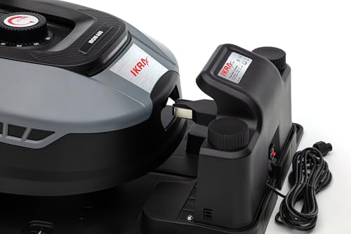 IKRA Robot cortacésped iROM 600 para céspedes de hasta 600 m², WiFi o Bluetooth, Control por App, multizona, Incl. estación de Carga & Sensor de Lluvia, 6 Cuchillas de Repuesto