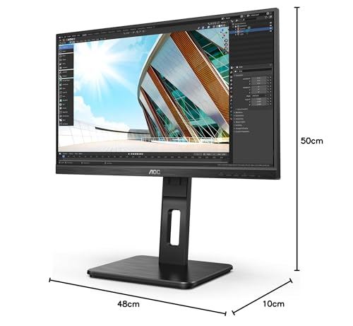 AOC 22P2DU - Monitor FHD de 22 Pulgadas, Altura Regulable (1920 x 1080, 75 Hz, VGA, DVI, HDMI, USB Hub), Color Negro