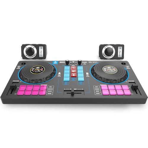 Cefa Toys - Estación de Dj Portátil con Altavoces y Control Espacial 14 en 1, Con Tocadiscos, Crossfader y Más de 144 Combinaciones de Mix, Incluye Reproductor de Bluetooth y USB y Batería Recargable