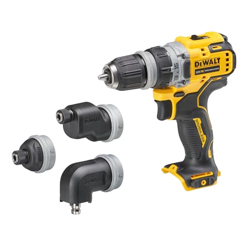 DEWALT DCD703NT-XJ - Destornillador 12V, 2 velocidades, Motor sin escobillas, 4 herramientas intercambiables, Incluye clip de cinturón de metal y caja TSTAK, No incluye batería ni cargador